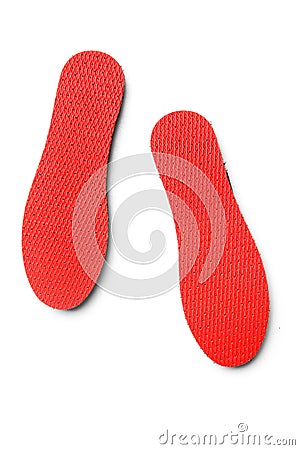 New Red shoe insoles on white background Stock Photo