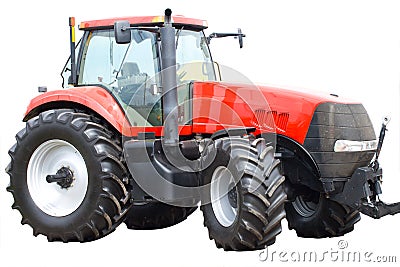 New red tractor isolated Stock Photo