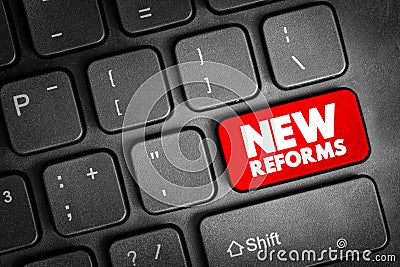 New Reforms text button on keyboard, concept background Stock Photo