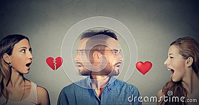 New relationship. Love triangle. Man falls in love with another woman Stock Photo