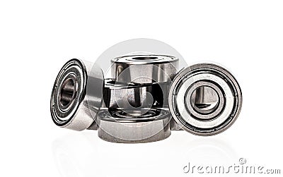 New replacement Roller Skate Bearings isolated on white background. Stock Photo