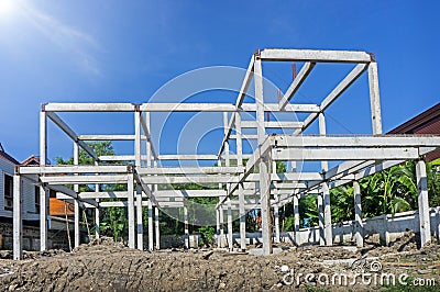 New residential construction home concrete framing Stock Photo