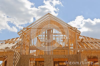 New residential construction home framing Stock Photo