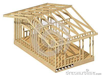 New residential construction home wood framing. Stock Photo