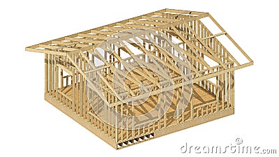 New residential construction home wood framing. Stock Photo