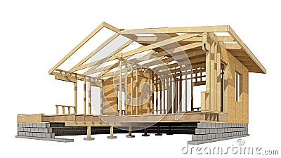 New residential construction home wood framing. Stock Photo