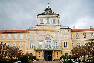 New romantic castle in Horovice, origin of the early Baroque chateau with alley in front of the main entrance in Central Bohemia Editorial Stock Photo