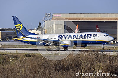 A new Ryanair Malta Air Boeing 737-8 MAX 200 Editorial Stock Photo