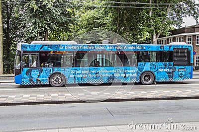 New Schedule Public Transport Theme At A Bus At Amsterdam The Netherlands 2018 Editorial Stock Photo