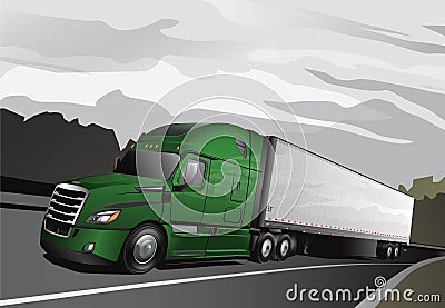 New Semi Truck_Full-Lime Stock Photo