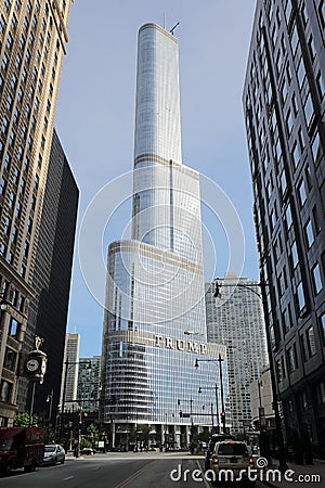 New sign on the Trump Tower in Chicago Editorial Stock Photo