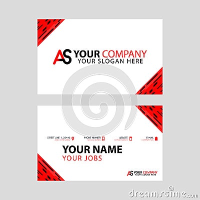 The new simple business card is red black with the AS logo Letter bonus and horizontal modern clean template vector design. Vector Illustration