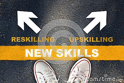New skills development concept and changing skill demand idea Stock Photo
