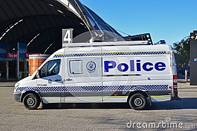 New south wales police force van parked outside in the public area Editorial Stock Photo