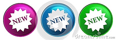 New star badge icon magic glass design round button set illustration Vector Illustration