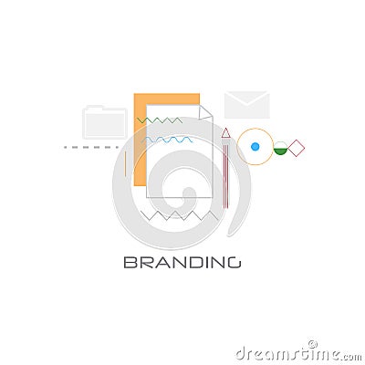 New startup business project development branding concept line style isolated Vector Illustration