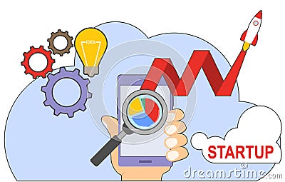 New startup implementation, new idea, startup team, startup time. Vector illustration Vector Illustration