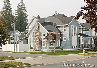 Beautiful Subdivision Houses Homes Exteriors Front Street Elevation Stock Photo