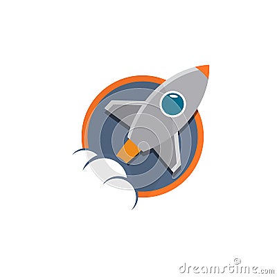 New successful business launch flying rocket icon Vector Illustration