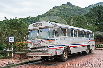 Retro Bus at Gold Museum, New Taipei City Government in Jinguashi, Ruifang, New Taipei City, Taiwan Editorial Stock Photo