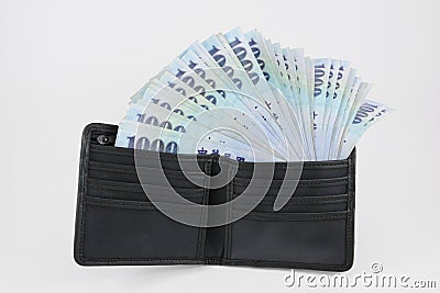 New Taiwan Dollar money in wallet (2) Stock Photo