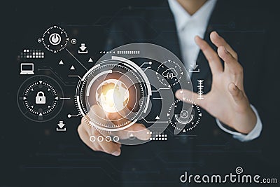 New technology bigdata and business process strategy, customer service management, cloud computing, smart industry.Digital Stock Photo