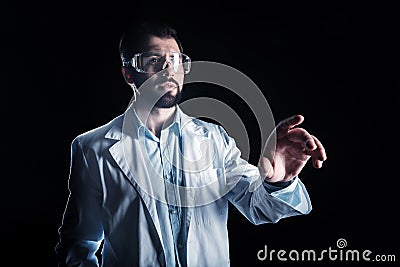 Smart nice man working in the science lab Stock Photo