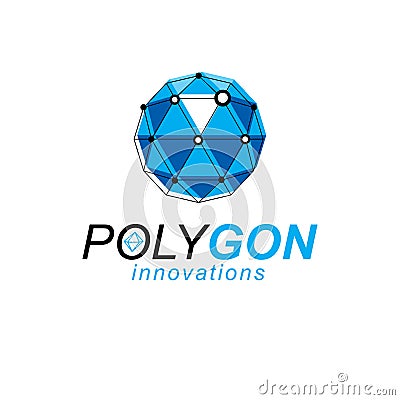 New technology symbol. 3D design, abstract vector faceted shape Vector Illustration