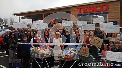 The new Tesco Store in Little Lever is opened by the store manager Editorial Stock Photo