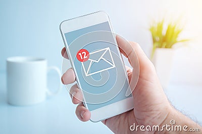 New text messages notification on smartphone screen Stock Photo