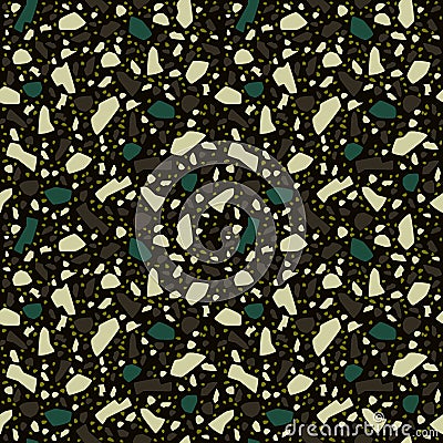 New tile design. Terrazzo luxury style vector seamless pattern. Marble, stone, granite, glass on semi-transparent dark brown color Vector Illustration