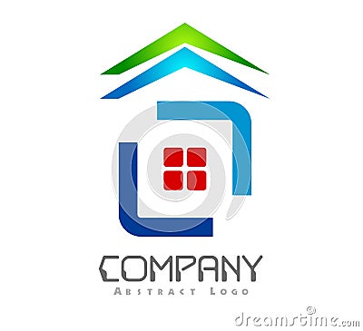 Abstract business company logo. New trendy Corporate identity design element. Camera focus , green leaf company logo icon vector Stock Photo