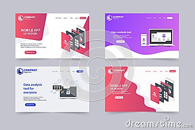 New Trendy Website Landing Pages vector theme template design Vector Illustration