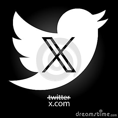 New Twitter vs x.com. Novation Elon Mask. popular social media button icon, instant messenger logo of Twitter. Editorial vector Vector Illustration