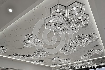 New type of LED bulbs used in modern Commercial building decoration,energy saving lamp Stock Photo
