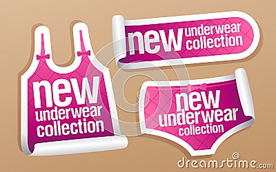 New underwear collection for women stickers. Vector Illustration