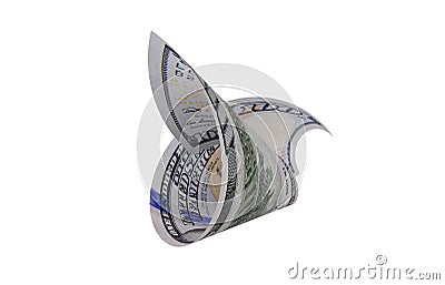 New US Dollar Bill, Enhanced Security US Dollar, Floating Coins Stock Photo