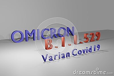 3D rendering of the word Omicron, the variant of covid 19 Stock Photo