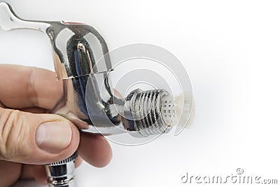 New water valve with strainer on a white Stock Photo