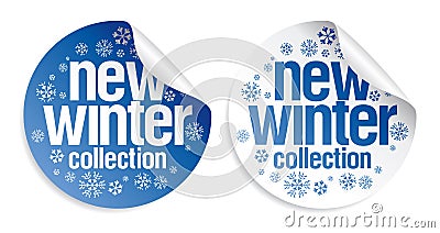 New winter collection stickers Vector Illustration