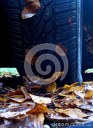 Winter tires for autumn and winter Editorial Stock Photo