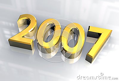 New year 2007 in gold (3D) Stock Photo