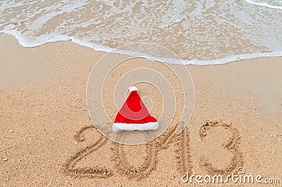 New year 2013 and Christmas beach vacation Stock Photo