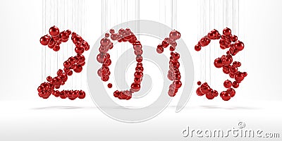 New year 2013 made of red christmass balls Stock Photo