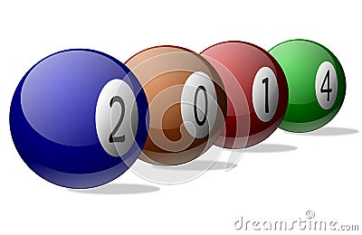 New Year 2014 on Pool Balls Stock Photo