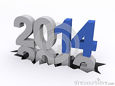 New Year 2014 versus 2013 Cartoon Illustration