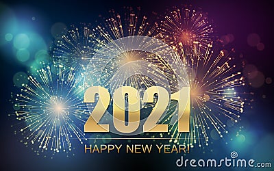 2021 New Year Abstract background with fireworks. Vector Vector Illustration