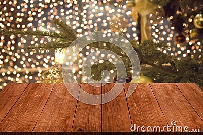 New year abstract bright background. View from wooden table. Collage Stock Photo