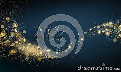 2022 New Year Abstract shiny color gold wave design element Vector Illustration