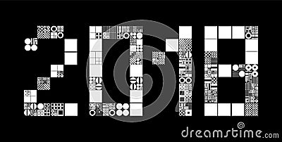 2018 New Year abstract vector background. Subdivided grid system Vector Illustration